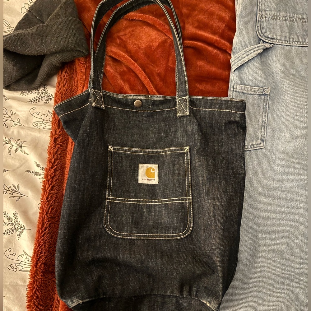 Carhartt WIP - UNISEX dark blue jeans tote bag